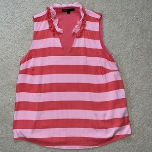 Gibsonlook Sunshine Sleeveless Ruffled V-Neck Blouse Size Small